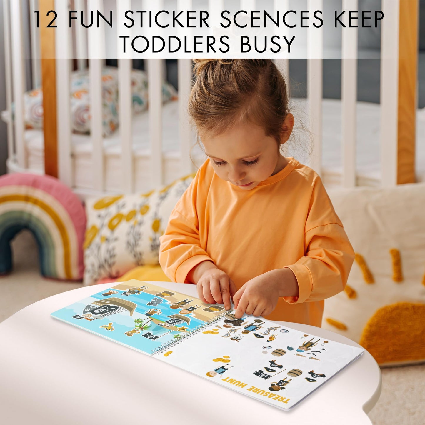 Fun Sticker Book for Toddlers 2-4 Years - Perfect Kids Activity Book with 500+ Beautiful Stickers & 12 Reusable Themes for Entertaining Boys & Girls 4-8 While Traveling - Incl. Coloring Pages