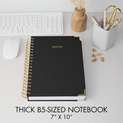 Aesthetic Thick Spiral Notebook Journal For Women in B5 Format - Stylish Linen Hardcover College Ruled Note Book w 300 Lined Pages - Cute Supplies For Bible Study & Staying Organized at Work or School