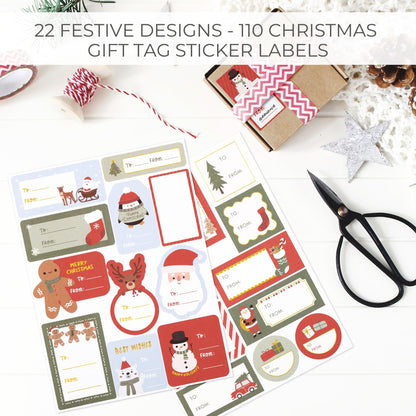 Beautiful Christmas Gift Tag Stickers - 110 Quality Holiday Sticker Labels for Personalizing Your Holiday Presents - Spread Joy and Cheer with These Festive Christmas Name Tags