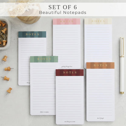 Beautiful Magnetic Notepads for Fridge - Set Of 6 Modern Note Pads with Lined Pages to Easily Write Notes & Make Grocery/Shopping Lists - Cute To Do List Pad w/ Strong Magnets for Your Refrigerator