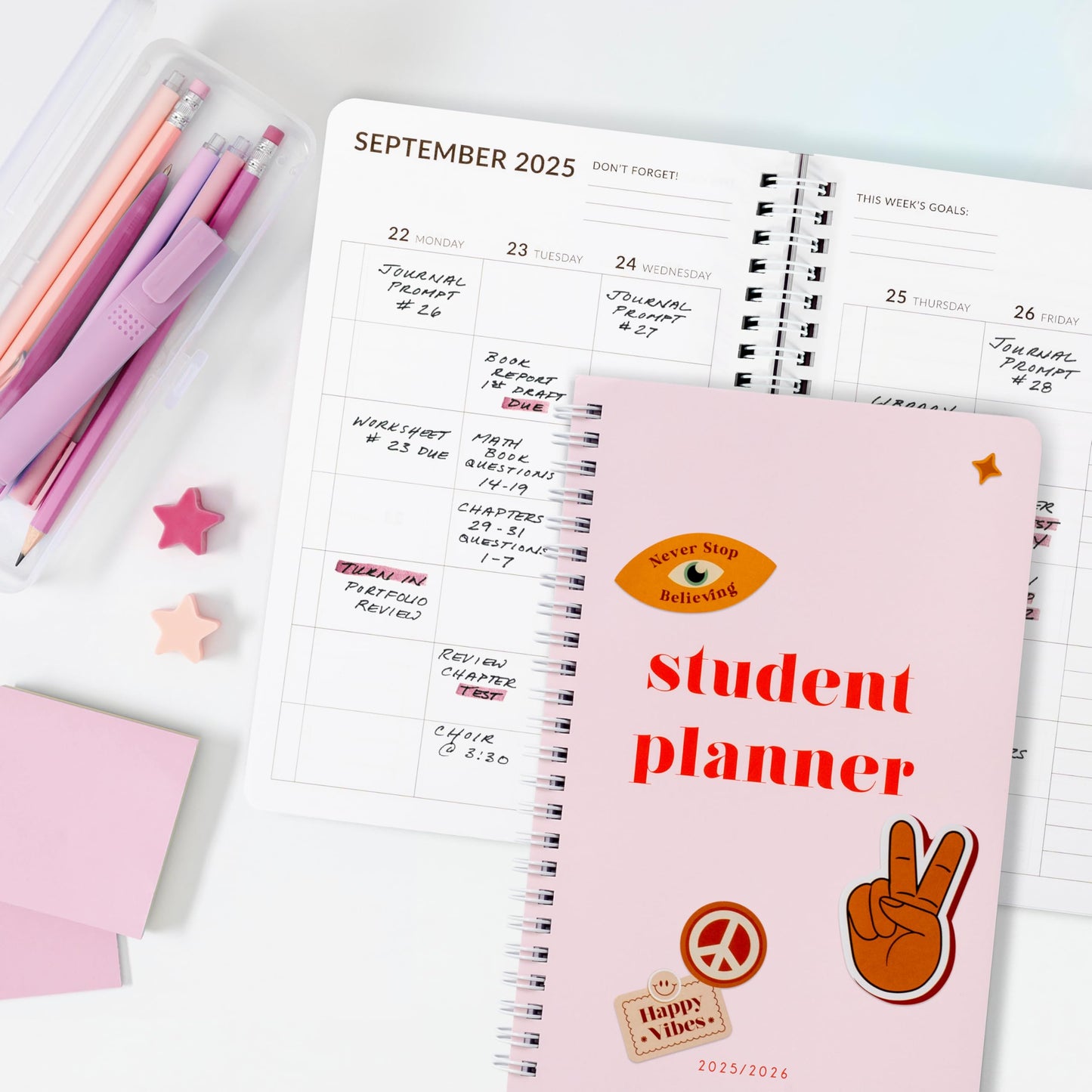 Aesthetic 2025-2026 Student Planner To Stay Organized - A Beautiful 8.5" x 5.5" Planner for Middle and High School Students with Weekly & Monthly Spreads For The 25-26 Academic Year