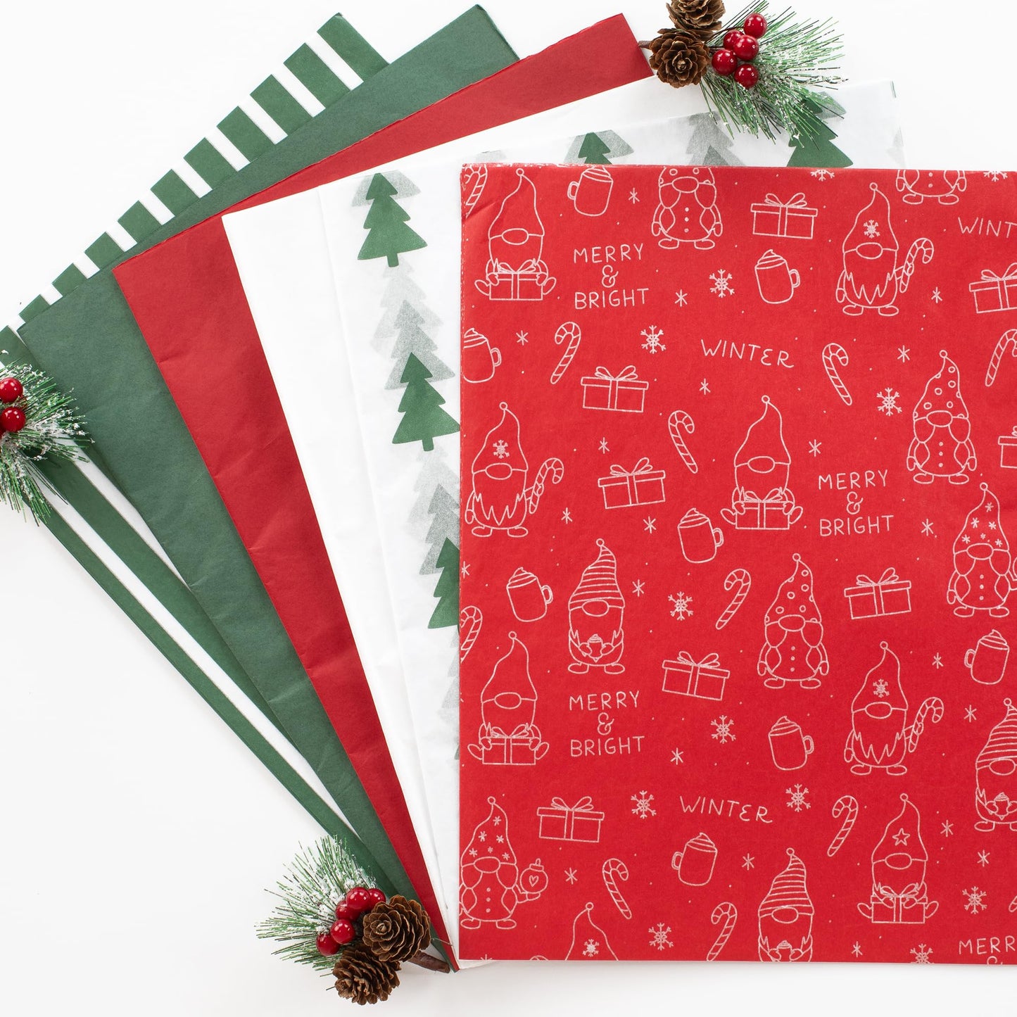 ZICOTO Beautiful Christmas Tissue Wrapping Paper Sheets for Gift Bags - Set of 120 Quality Tissue Papers with 6 Festive Designs - Add a Touch of Magic to Every Gift You Wrap - 19 x 13 in Per Sheet
