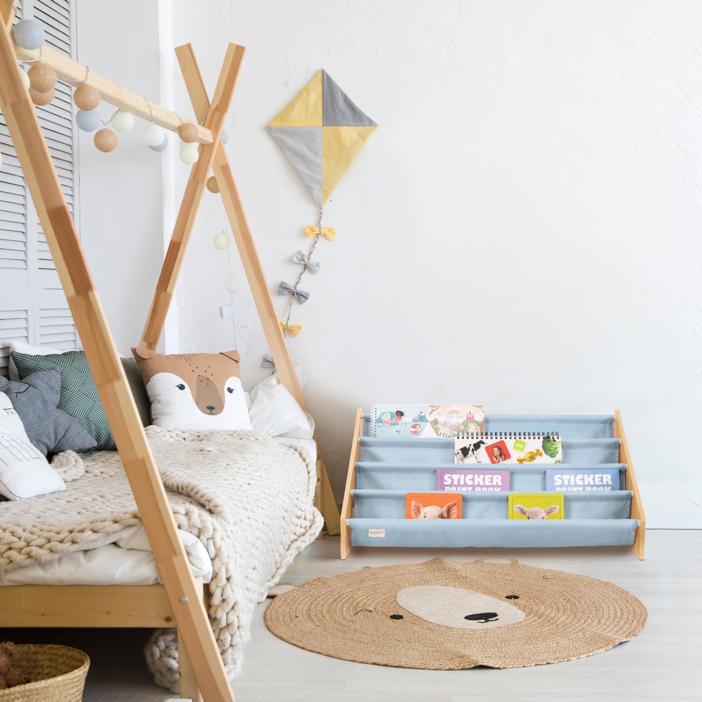 ZICOTO Decorative Nursery Bookshelves for Kids - Easy-to-Install Wall Shelves - Beautiful Organizer for Baby's Bedroom and Playroom Decor