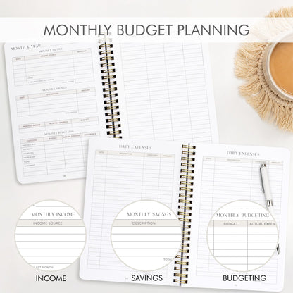 Simplified Monthly Budget Planner - Monthly Finance Organizer and Expense Tracker Notebook - Beautiful Undated Money Budgeting Book For 2024 To Effectively Manage Your Finances