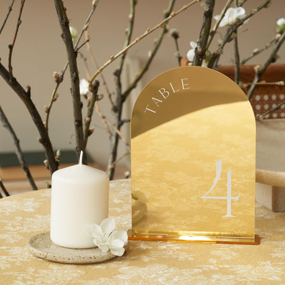 ZICOTO Beautiful Gold Wedding Table Numbers with Stands - Elegant Double Sided 5x7 inch Acrylic Signs Numbered 1-15 - The Perfect Decor for Your Wedding Reception Or Events