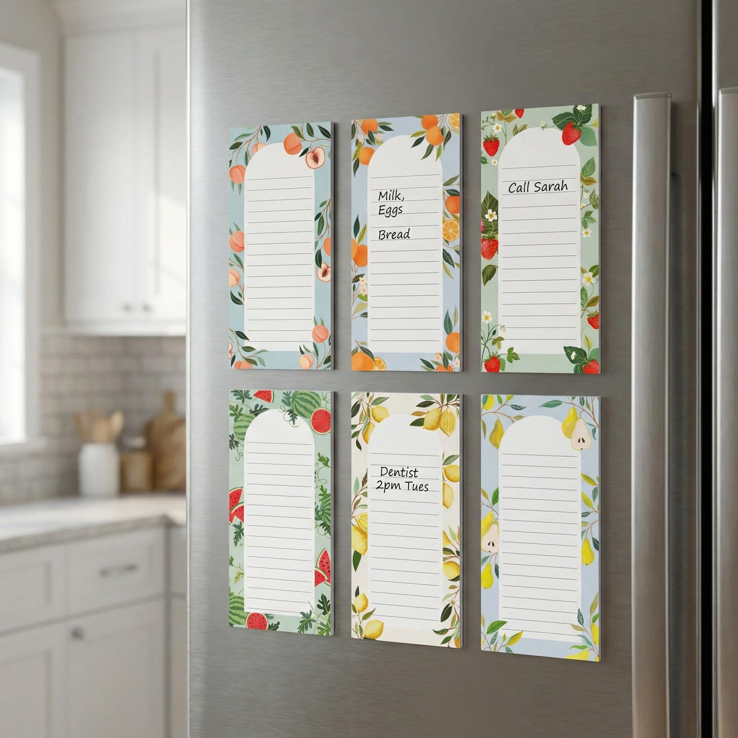 Beautiful Magnetic Notepads for Fridge - Set Of 6 Modern Note Pads with Lined Pages to Easily Write Notes & Make Grocery/Shopping Lists - Cute To Do List Pad w/ Strong Magnets for Your Refrigerator