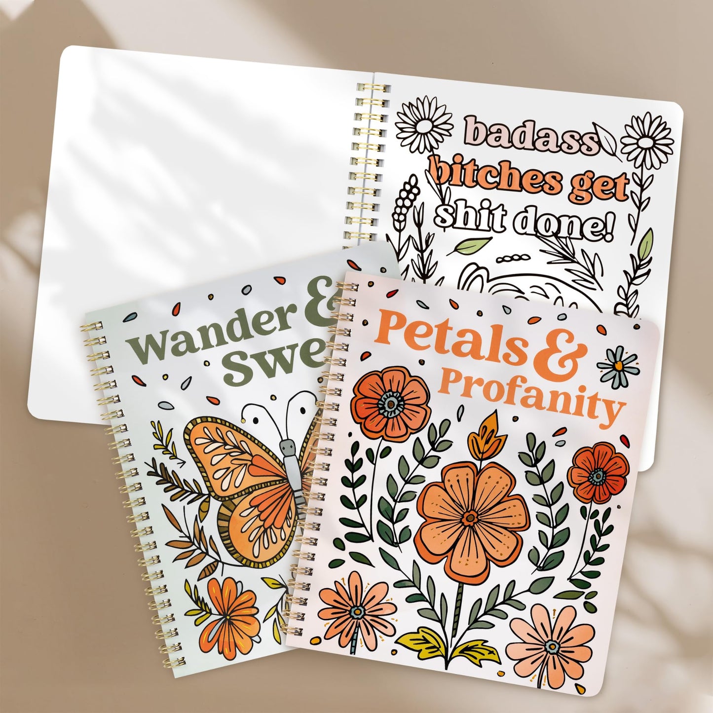 Beautiful Coloring Book Set of 2 for Adult Relaxation - Funny Coloring Books with Floral Designs for a lot of Laughs - The Perfect Stress-Relieving Gift for Women