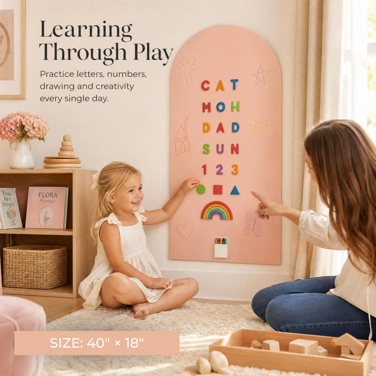 Magnetic Wall Decal Board for Kids - Great Writing Chalk Board Set
