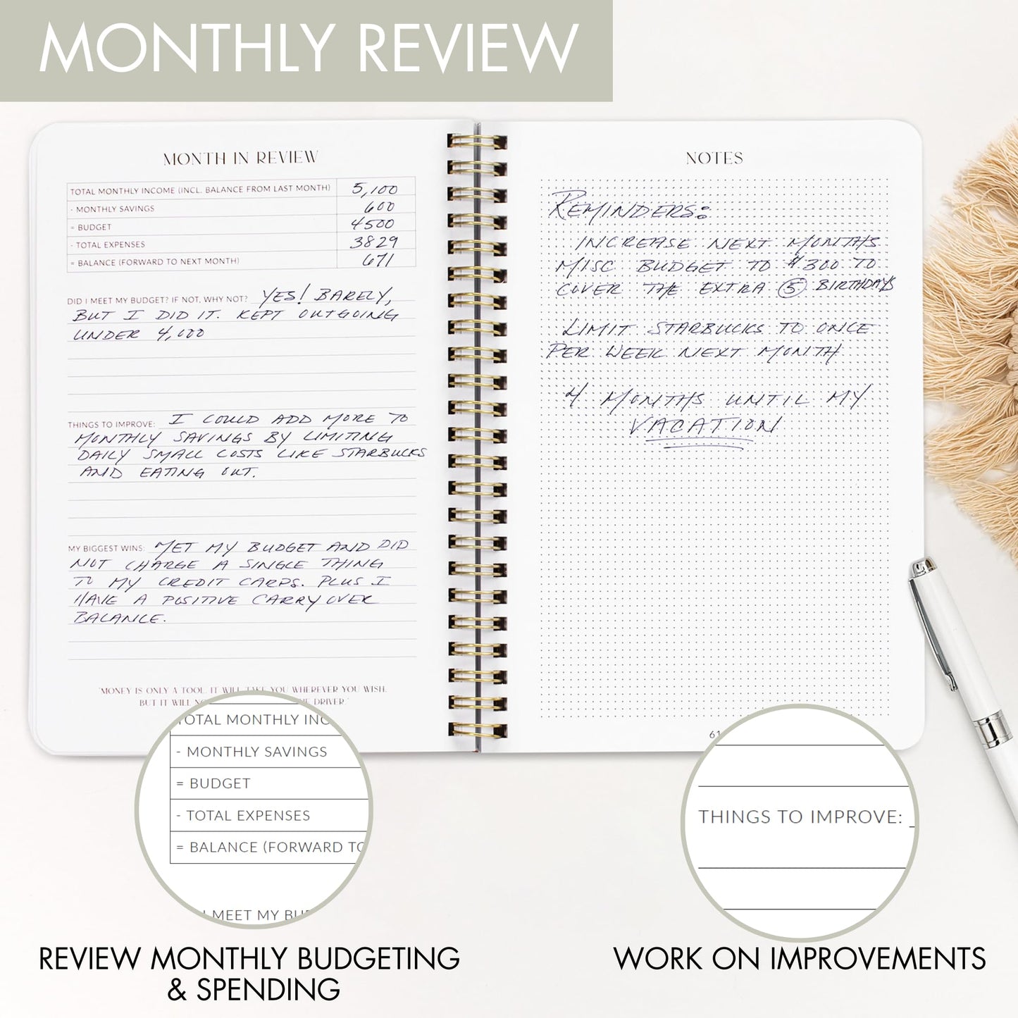 Easy to Use Monthly Budget Planner - 12 Month Financial Organizer with Expense Tracker Notebook - Monthly Money Budgeting Book That Manages Your Finances Effectively