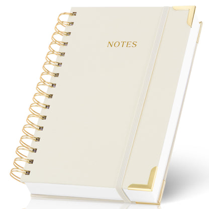 Aesthetic Thick Spiral Notebook Journal For Women in B5 Format - Stylish Linen Hardcover College Ruled Note Book w 300 Lined Pages - Cute Supplies For Bible Study & Staying Organized at Work or School