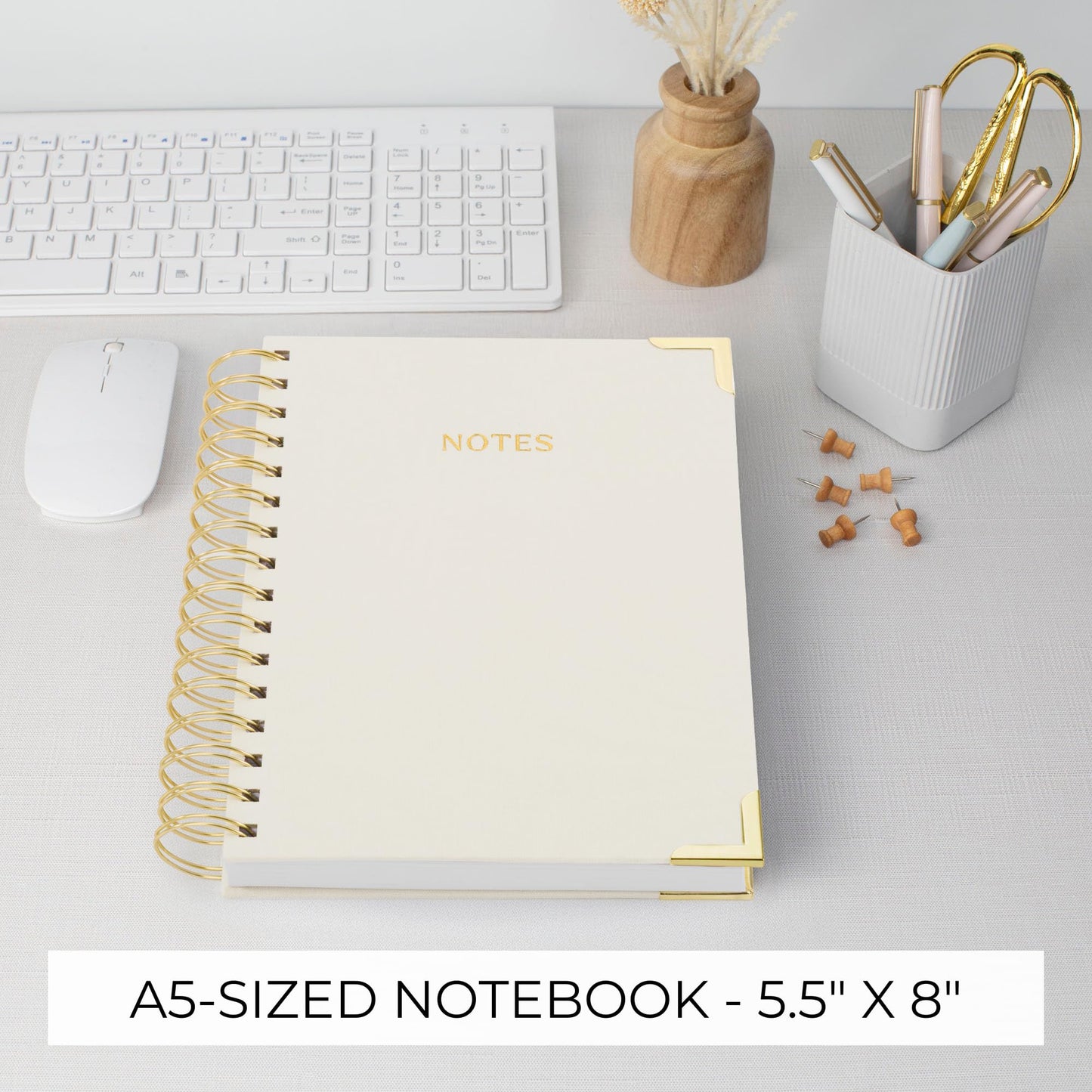 Aesthetic Thick Spiral Notebook Journal For Women in B5 Format - Stylish Linen Hardcover College Ruled Note Book w 300 Lined Pages - Cute Supplies For Bible Study & Staying Organized at Work or School