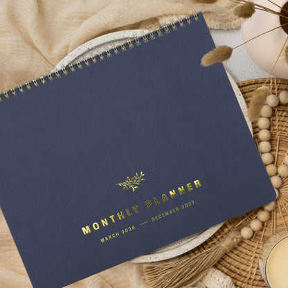Beautiful Monthly Planner 2026–2027 – Top Spiral-Bound Calendar Book with Monthly Layouts, 8.5 x 10.95 in