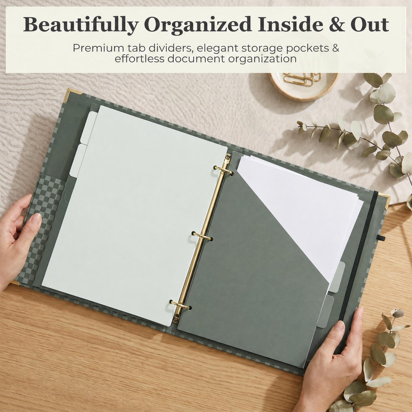 ZICOTO Elegant Clipboard Binder with Dividers - Professional Document Portfolio Notepad for Office, School, Home - with Tabs and File Folder for Easy Organization