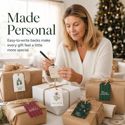 Beautiful Christmas Gift Tags - 48 Festive Quality Labels with Rope