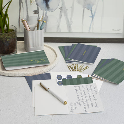 Beautiful Striped Thank You Cards Set of 30 With Envelopes and Stickers - Elegant Blank Cards For Personalized Notes - Perfect Bulk Stationary Set For All Occasions incl. Weddings, Business & Baby Showers