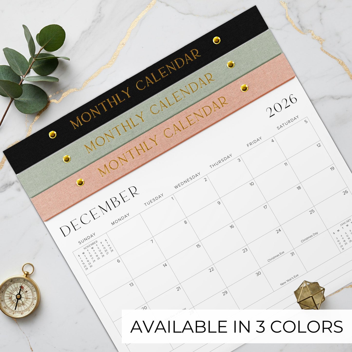 Aesthetic 2026-2027 Desk Calendar - Runs From January 2026 Until July 2027 - Minimalistic Office Desktop/Wall Calendar 14.5"x11.5" for Easy Organizing