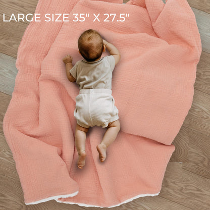 Soft Muslin Cotton Baby Blanket - Breathable and Lightweight Blanket Keeps Your Newborn Baby Girl Or Boy Cozy and Warm - Perfectly Sized for Any Stroller or Car Seat