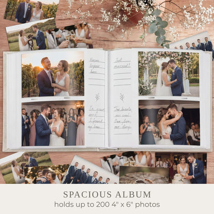 Beautiful Photo Album for 4x6 Pictures - Perfect Picture Book for Wedding, Baby Shower and more - 200 Photo Slots Albums to Collect Your Memories