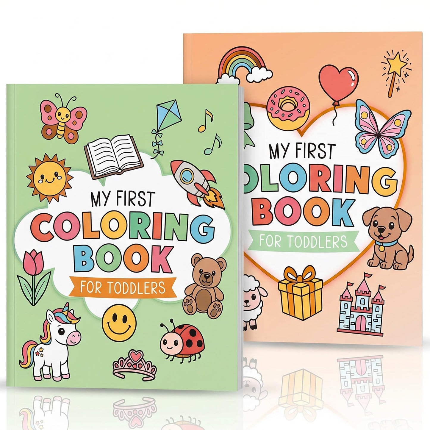 ZICOTO Fun Coloring Book for Toddlers - Set of 2 Cute My First Toddler Coloring Books with Big Simple Designs - Easy Learning Activity Book for Kids, Boys and Girls to Keep Little Ones Engaged