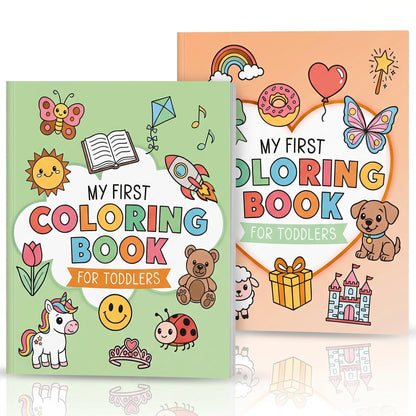 ZICOTO Fun Coloring Book for Toddlers - Set of 2 Cute My First Toddler Coloring Books with Big Simple Designs - Easy Learning Activity Book for Kids, Boys and Girls to Keep Little Ones Engaged