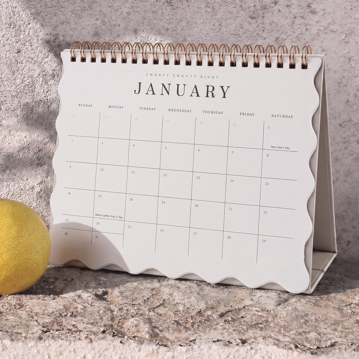 Aesthetic Desk Calendar 2027-2028 - Runs from January 2027 until July 2028