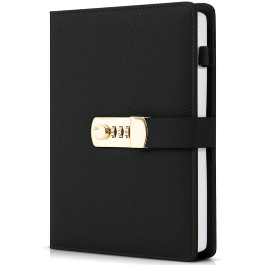 Aesthetic Diary with Lock – Beautiful Leather Journal with Easy to Change Code Lock & Refillable Pages – Quality Planner for Women with Bookmark & Pen Holder to Securely Protect Thoughts & Memories