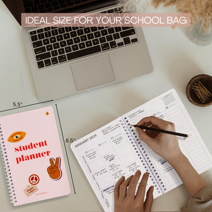 Simplified 2023-2024 Student Planner To Stay Organized - A Beautiful 8.5" x 5.5" Planner for Middle and High School Students with Weekly & Monthly Spreads For The 23-24 Academic Year