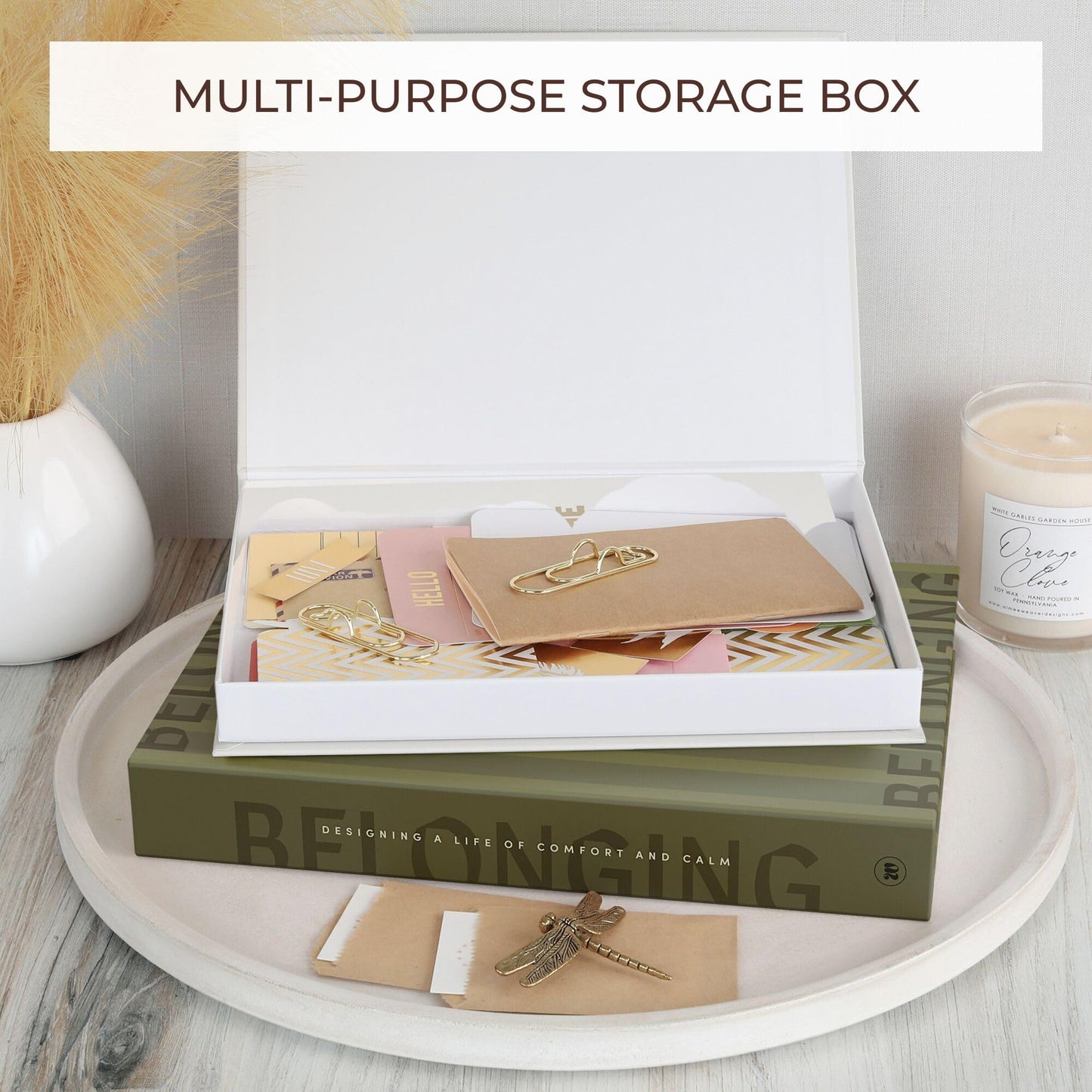 ZICOTO Beautiful Decorative Book Boxes – Set of 2 Faux Books with Lids, Paper-Covered Storage for Coffee Table, Bookshelf or Mantel – Modern Photo & Keepsake Organizer