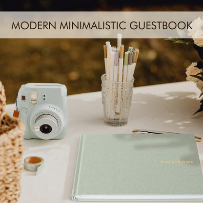 ZICOTO Beautiful Linen Wedding Guest Book for Your Wedding Reception - Simply Elegant Guestbook to Sign in and Add Polaroid Photos - The Perfect Baby Shower Guest Book and Addition to Your Big Day