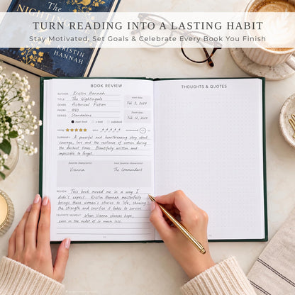 Beautiful Reading Journal for Book Lovers - Sturdy Hard Cover Tracker