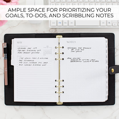 Beautiful 2027-2028 Monthly Planner Inserts for 6 Ring Binders