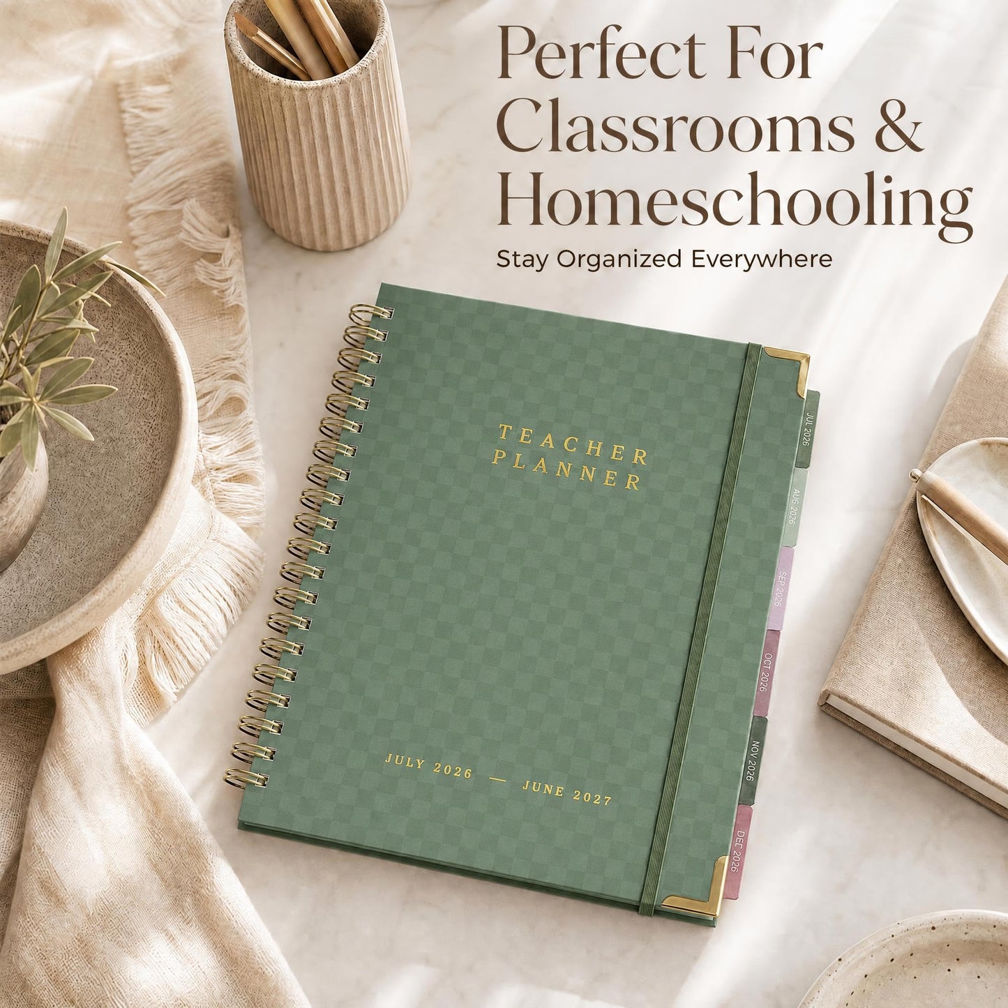 Aesthetic Teacher Planner For The 2026-2027 Academic School Year - Your All Incl. 8.5" x 11" Lesson Plan Book Supplies - Easily Organize Your Daily, Weekly & Monthly Classroom/Homeschool Schedule
