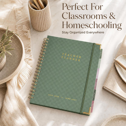 Aesthetic Teacher Planner For The 2026-2027 Academic School Year - Your All Incl. 8.5" x 11" Lesson Plan Book Supplies - Easily Organize Your Daily, Weekly & Monthly Classroom/Homeschool Schedule