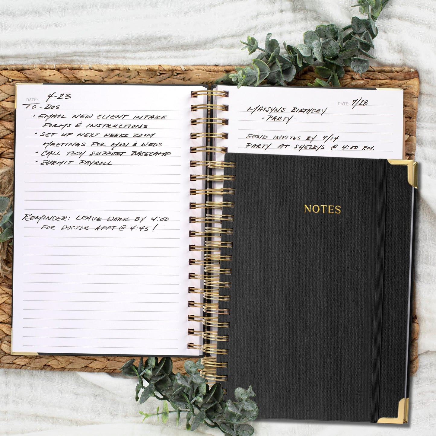 Aesthetic Thick Spiral Notebook Journal For Women in B5 Format - Stylish Linen Hardcover College Ruled Note Book w 300 Lined Pages - Cute Supplies For Bible Study & Staying Organized at Work or School