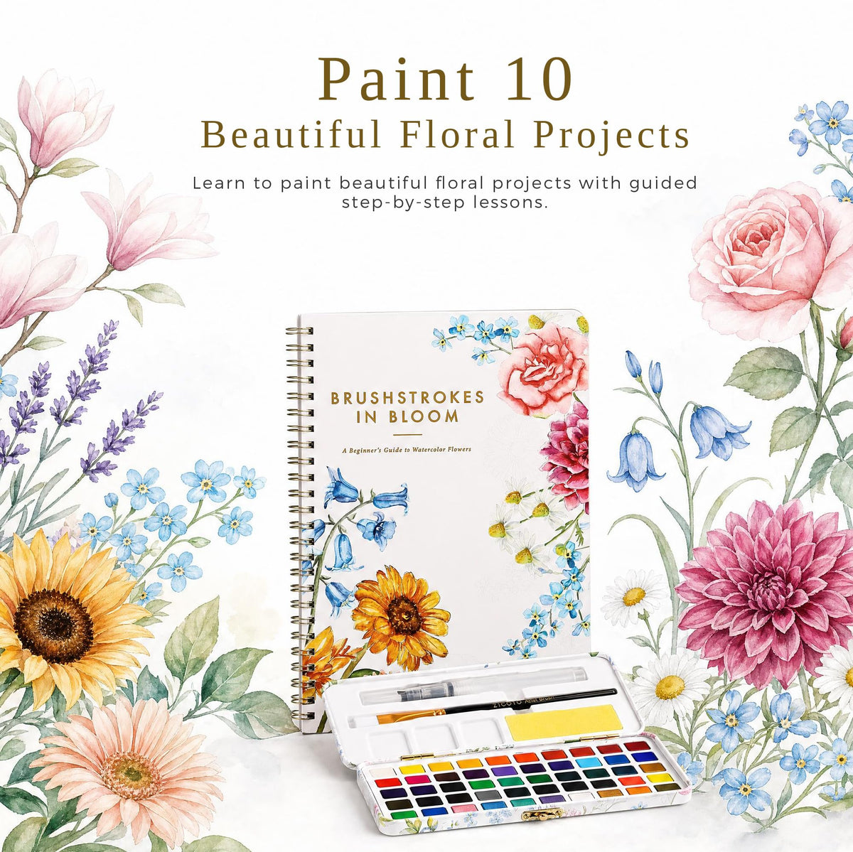 Beautiful Watercolor Workbook Paint Set for Beginners - Palette Kit