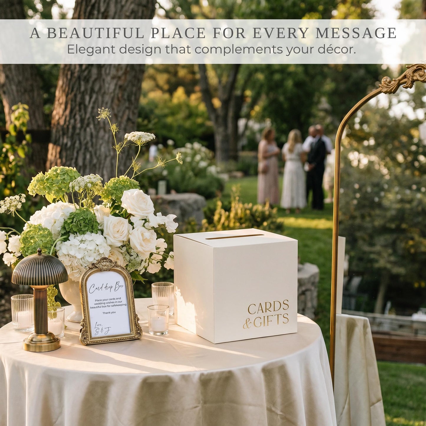 ZICOTO Elegant Wedding Card Box for a Beautiful Reception Gift Table – Lovely Card Box for Wedding, Graduation and Celebration Decor – Charming Envelope Gift Box