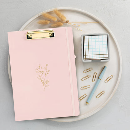 Aesthetic Clipboard Folio with Refillable Lined Notepad & Interior Pocket - Cute Padfolio/Legal Pad Holder for Women - Easily Organize Notes at Work, School, or Home