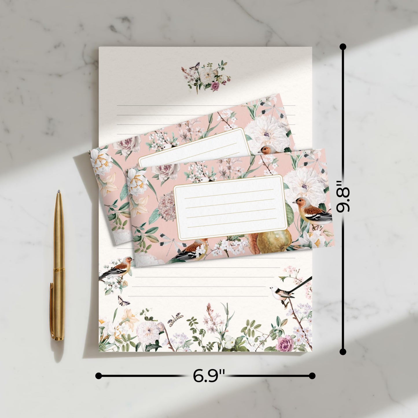 Beautiful Stationery Set with Envelopes - Premium-Quality, No-Bleed Letter Writing Paper with Elegant Floral Designs - Cute Stationary Kit for Women and Thoughtful Gift for Loved Ones