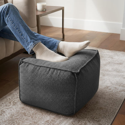 ZICOTO Beautiful Boucle Pouf Ottoman and Foot Rest - Elevate Your Living Room Decor with Lightweight Comfort and Charm - A Round Modern Foam Filled Foot Stool Perfect to Rest Your Feet