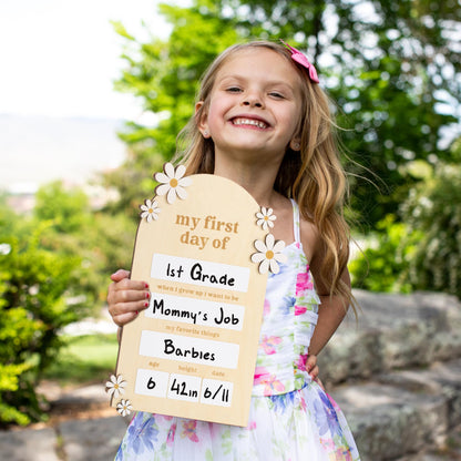 Beautiful Wooden First and Last Day of School Board Sign - Modern and Large Back to School Sign for Lasting Memories - Perfect Wooden Dry-Erase Photo Prop for Kindergarten