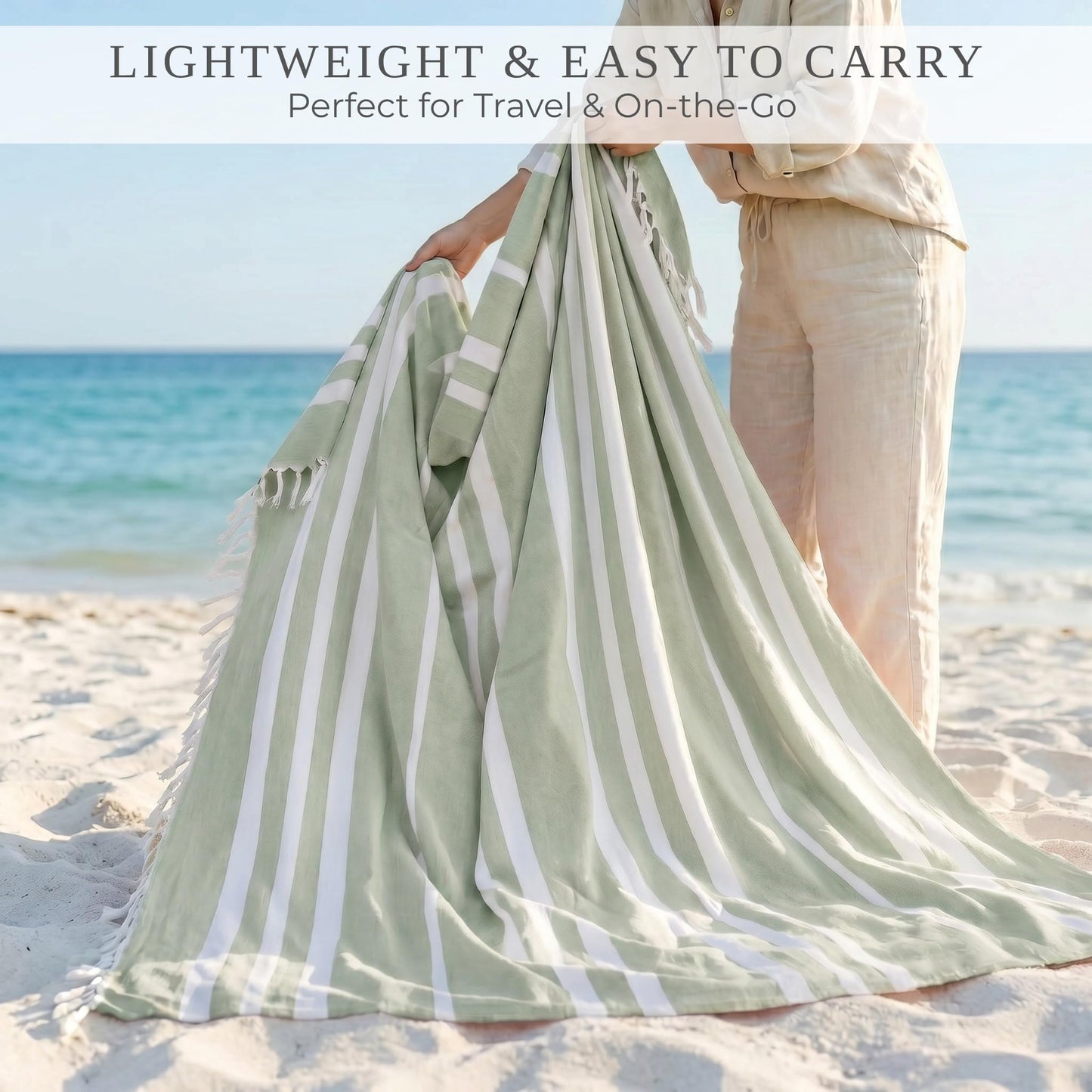 ZICOTO Beach Blanket Oversized for Family Beach Days & Picnics – Large Turkish Beach Towel, Quick-Drying and Sand-Resistant – Soft 80x80 Inch Outdoor Blanket, Lightweight Cotton Blend