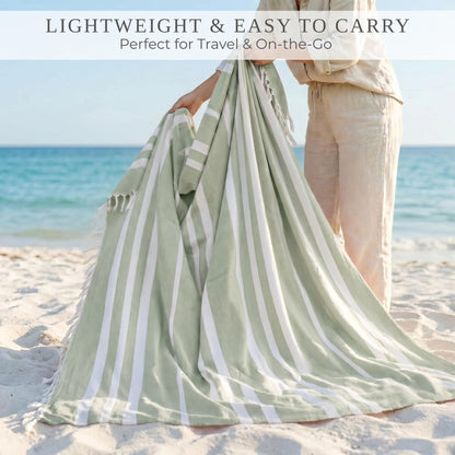 ZICOTO Beach Blanket Oversized for Family Beach Days & Picnics – Large Turkish Beach Towel, Quick-Drying and Sand-Resistant – Soft 80x80 Inch Outdoor Blanket, Lightweight Cotton Blend
