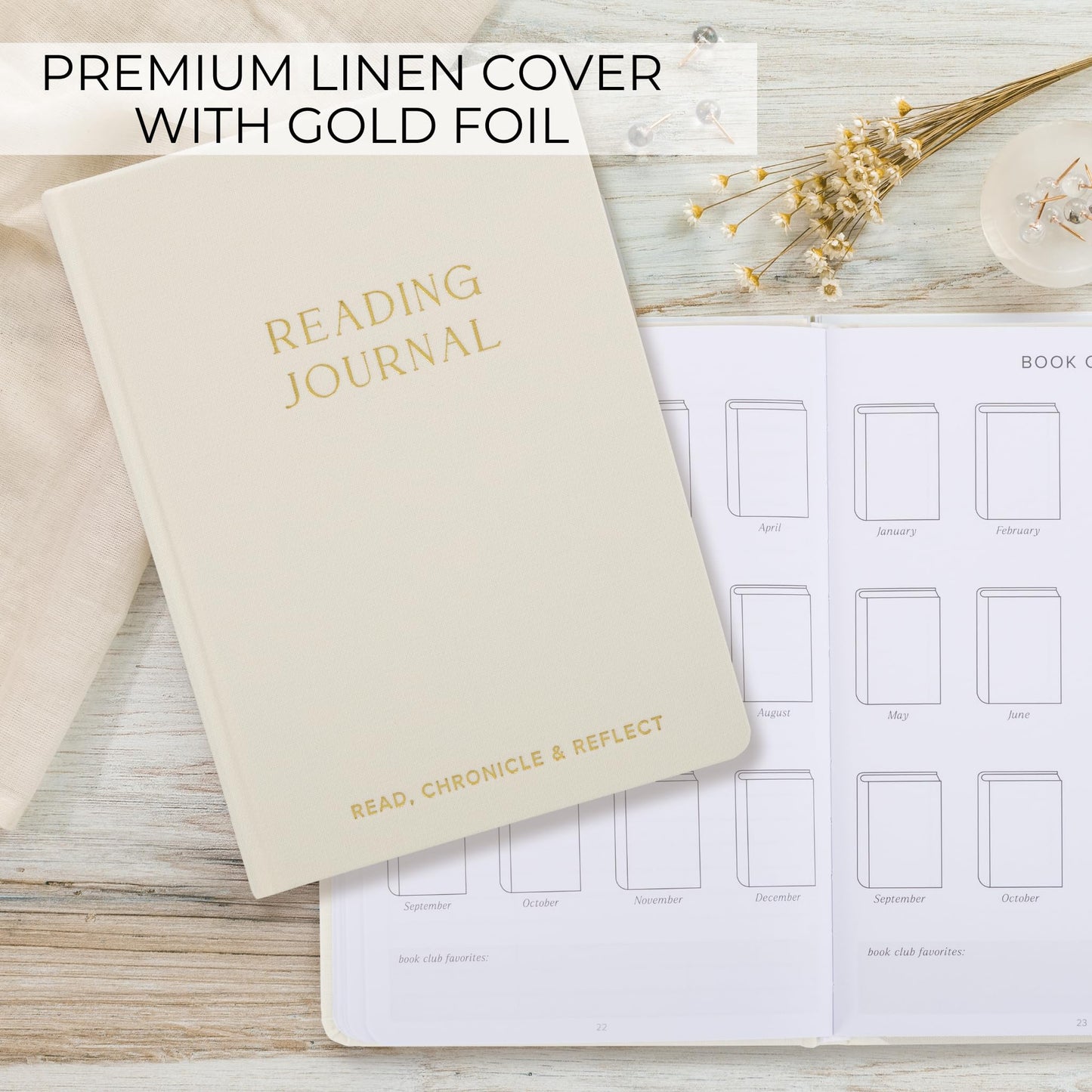 ZICOTO Beautiful Reading Journal for Book Lovers - Linen Hard Cover Book Makes a Great Gift for Readers - The Perfect Tracker with Reading Log & Review Pages For Keeping Notes on Your Favorite Books
