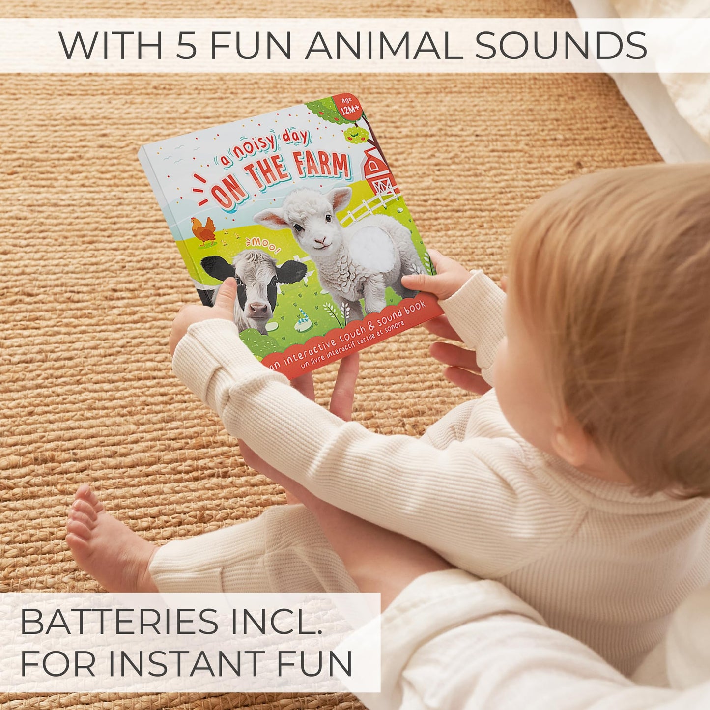 Fun Touch and Feel Sound Book for Babies and Toddlers - Interactive Sensory Book with Animal Noises for 1-3 Year Olds - Perfect Sound Book Toy for Baby Showers & Newborn/Infant Gift 12-18 Months