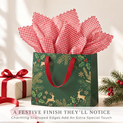 Beautiful Christmas Tissue Wrapping Paper Sheets for Gift Bags - Set of 100