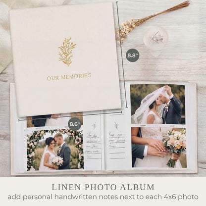 Beautiful Photo Album for 4x6 Pictures - Perfect Picture Book for Wedding, Baby Shower and more - 200 Photo Slots Albums to Collect Your Memories