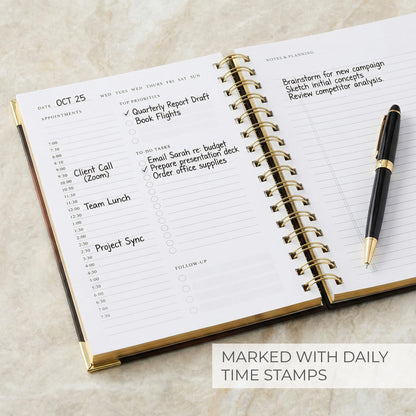 Aesthetic Daily Planner And Notebook With Hourly Schedule - Beautiful Spiral To do List Notepad For Work/Home to Organize Tasks And Appointments - Stylish School/Office Supplies Book For Women