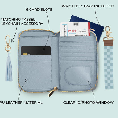 ZICOTO Stylish Passport Holder for Travel with Detachable Wristlet Strap - All-in-One Travel Wallet Organizer for Women, Secure Money Belt Alternative with Card Slots and Tassel Keychain
