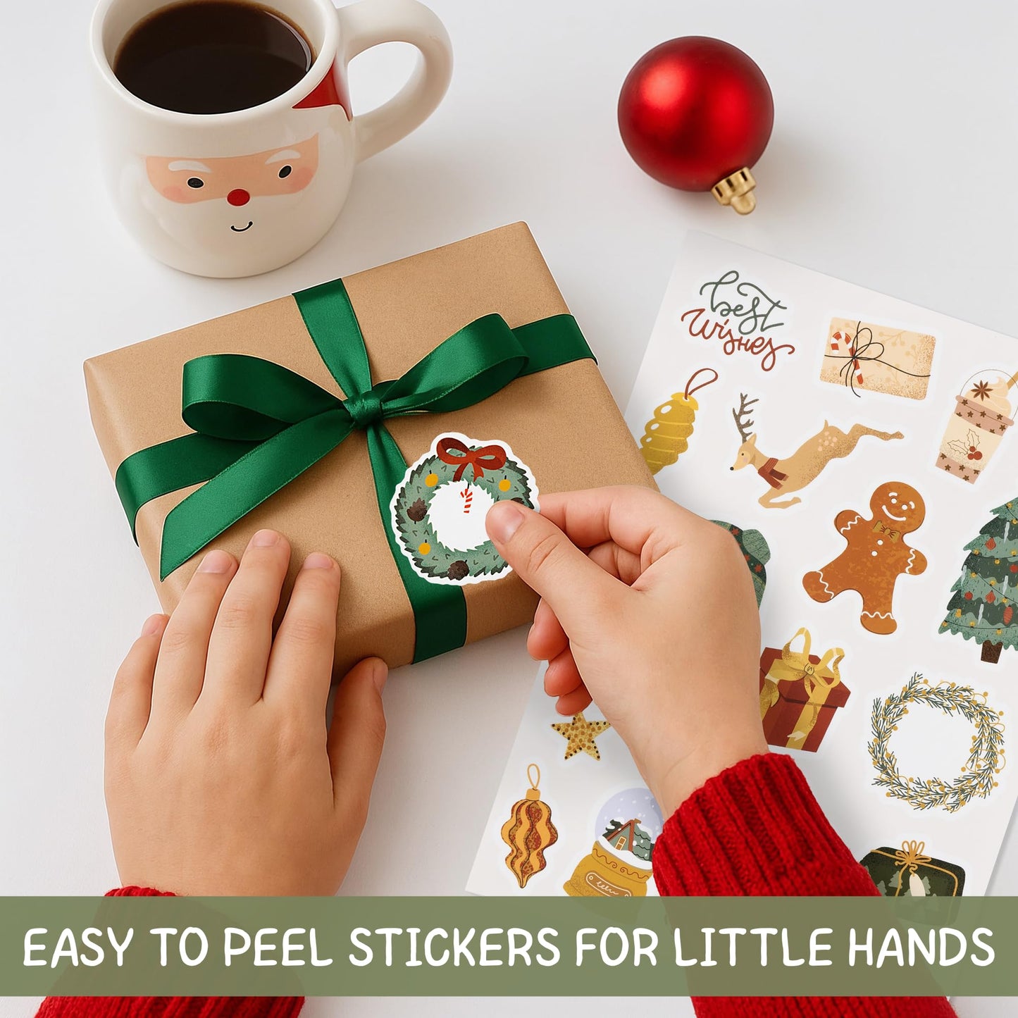 Fun Christmas Stickers for Kids - Large Set of 400 Holiday Stickers for Chritmas Party Favors, Gifts, Cards, Treats, Crafts and Toys - Fun Bulk Sticker Set for Xmas Gift Bags and as Stocking Stuffers