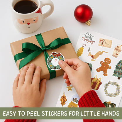 Fun Christmas Stickers for Kids - Large Set of 400 Holiday Stickers for Chritmas Party Favors, Gifts, Cards, Treats, Crafts and Toys - Fun Bulk Sticker Set for Xmas Gift Bags and as Stocking Stuffers